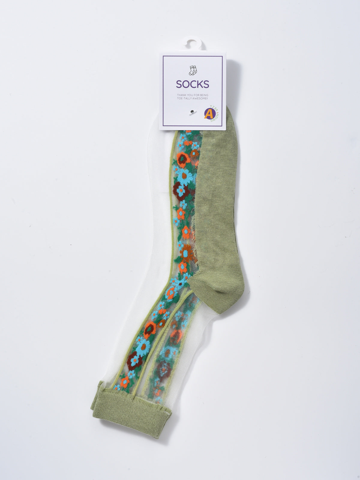 Rufia - Floral Panel Lightweight Sheer Socks