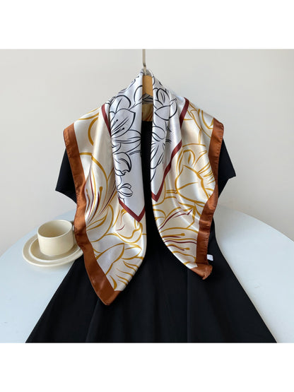 Scarvii - Abstract Floral Line Art Square Scarf