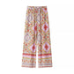 Troposa - Boho Print Top And Pants Set - Colorful & Chic