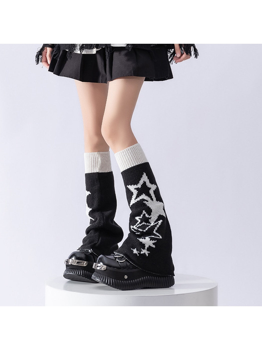 Cozyra - Cartoon Jacquard High Tube Leg Warmers
