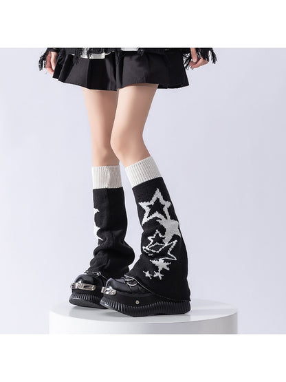 Cozyra - Cartoon Jacquard High Tube Leg Warmers