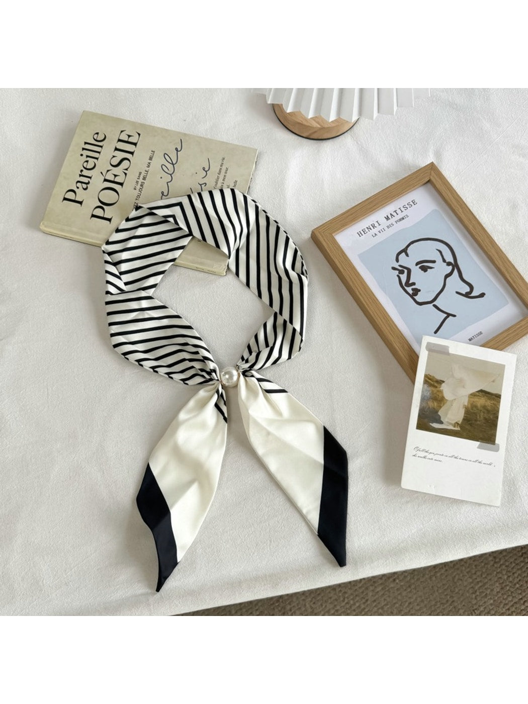 Scarvii - Chic Contrast Trim Narrow Scarf