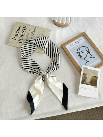 Scarvii - Chic Contrast Trim Narrow Scarf