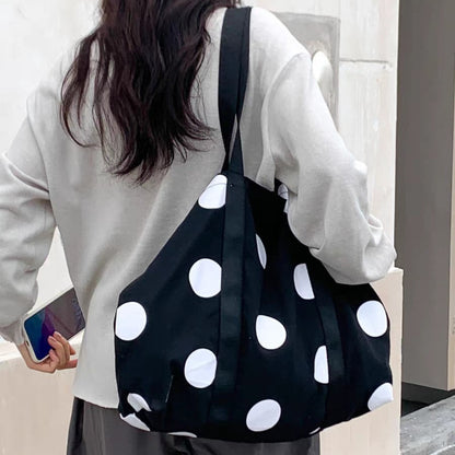 Close-up of Cosbai Bold Dot Print shopper tote bag showing bold dot print design