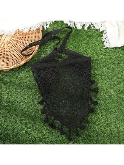 Scarvii Sheer Mesh Tassel Tie Hair Scarf