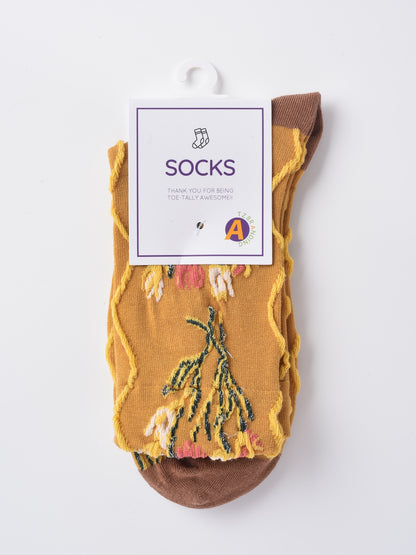 Rufia - Retro Tulip Garden Jacquard Crew Socks