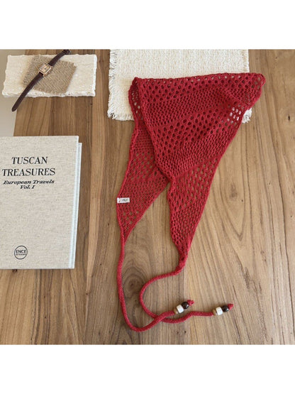 Scarvii - Solid Openwork Knit Triangle Scarf