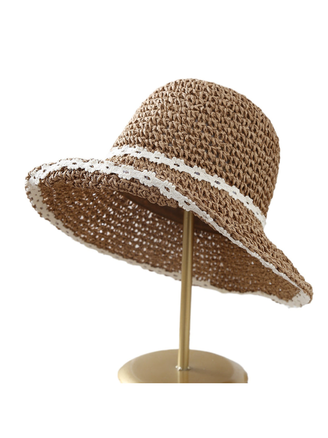 Haila - Soft Straw Look Lace Edge Bucket Hat