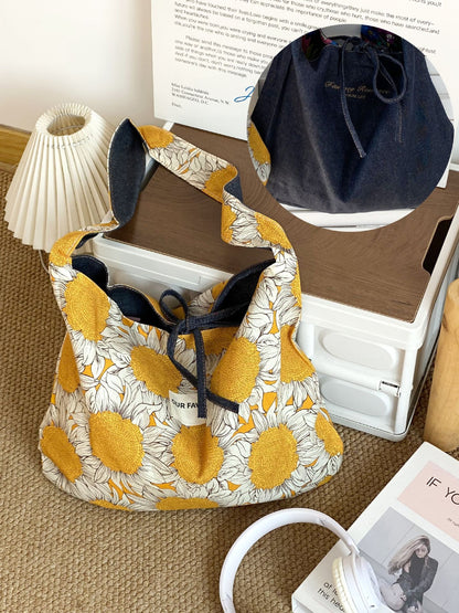 Top view of Cosbai bucket bag showing drawstring closure and opening