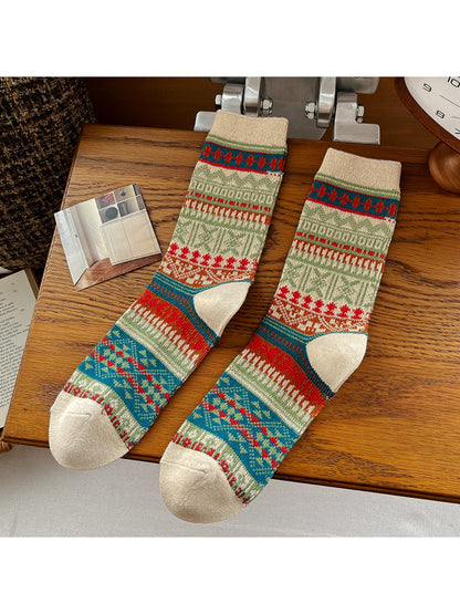 Rufia - Retro Style Mid-Calf Socks for Women