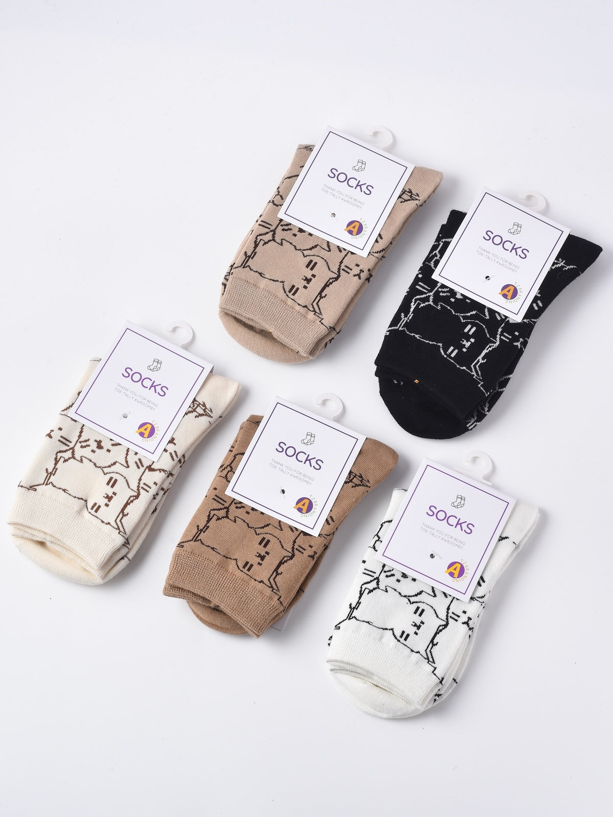 Rufia - Cartoon Cat Mid-Calf Socks