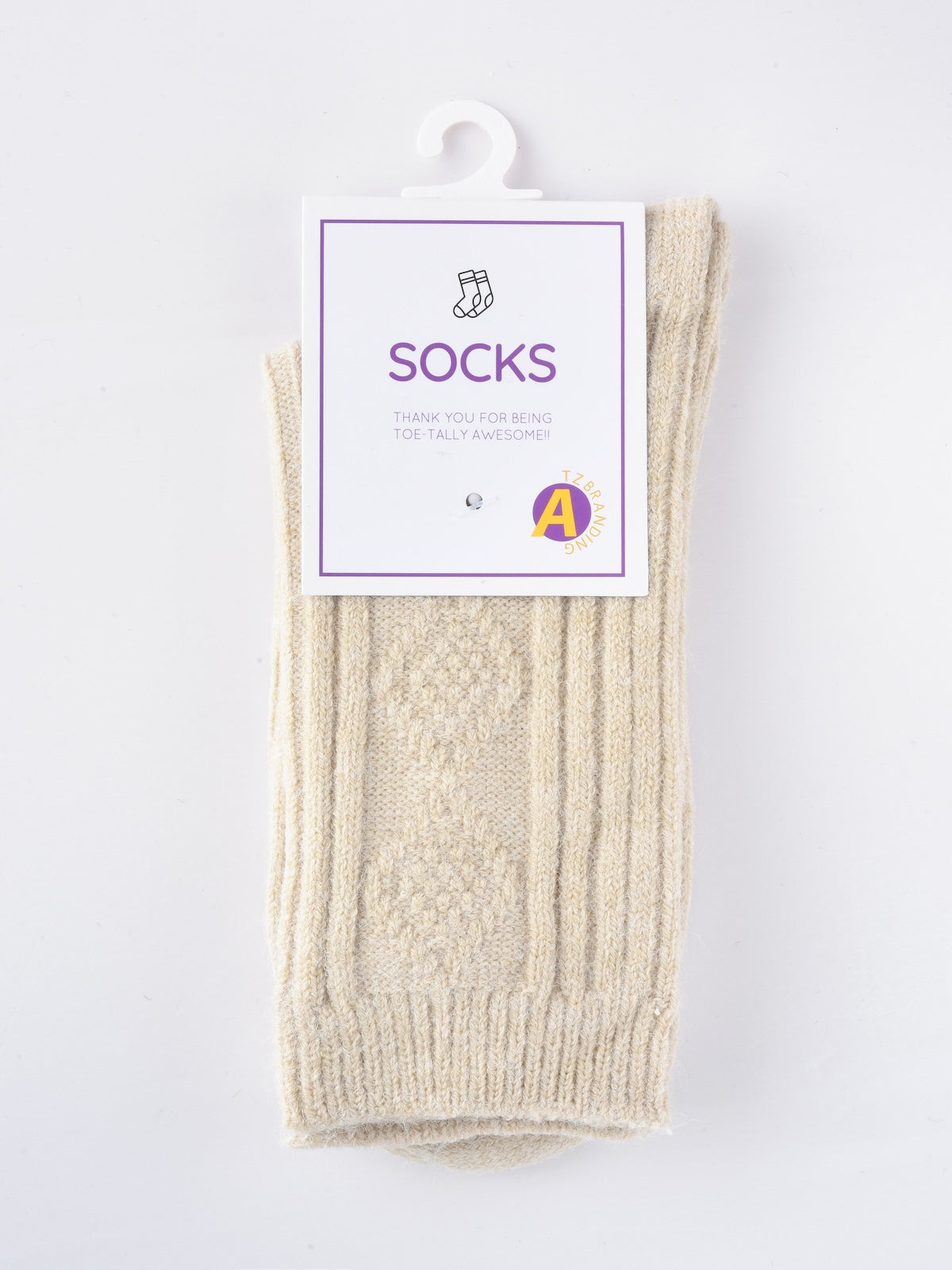 Rufia - Solid Diamond Pattern Mid-Calf Socks