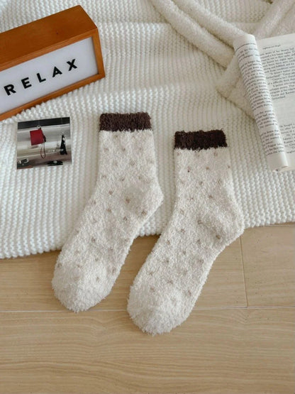 Rufia - Small Dot Pattern Contrast Cuff Socks