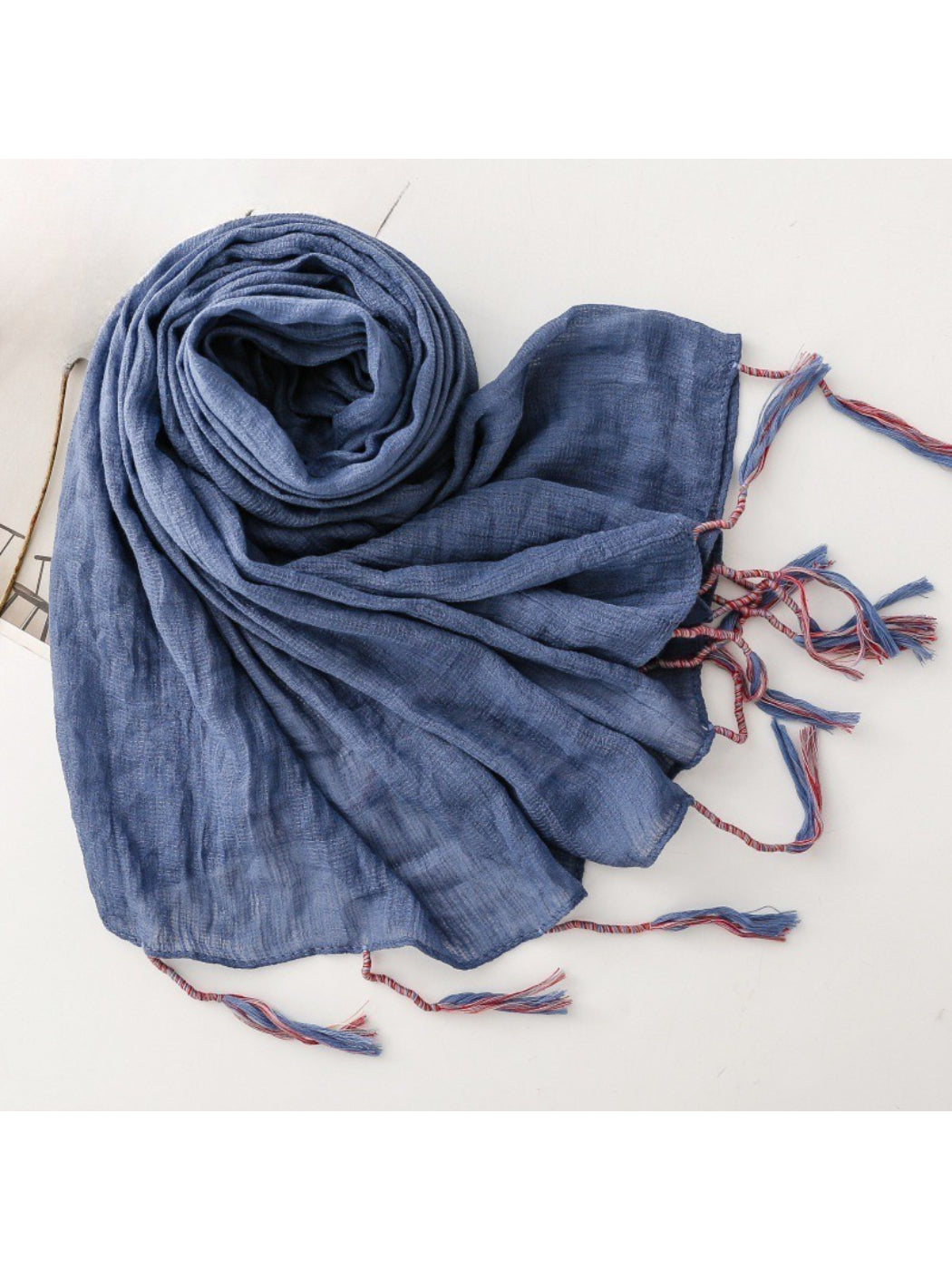 Scarvii - Light Crinkled Texture Tassel Edge Scarf