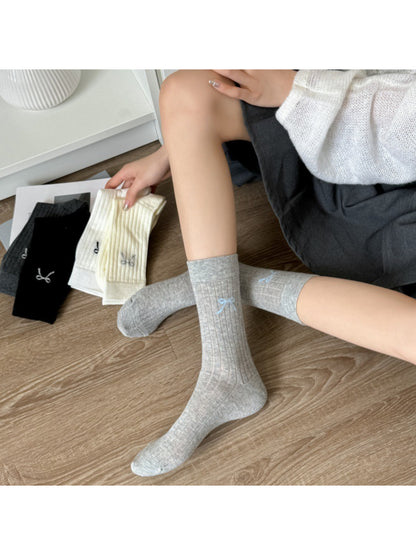 Rufia - Soft Rib Knit Bow Crew Socks