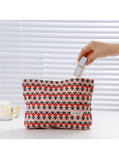 Cosbai - Retro Floral Pattern Cosmetic Storage Bag Pouch