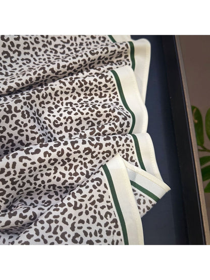 Scarvii - Leopard Print Contrast Border Triangle Bandana