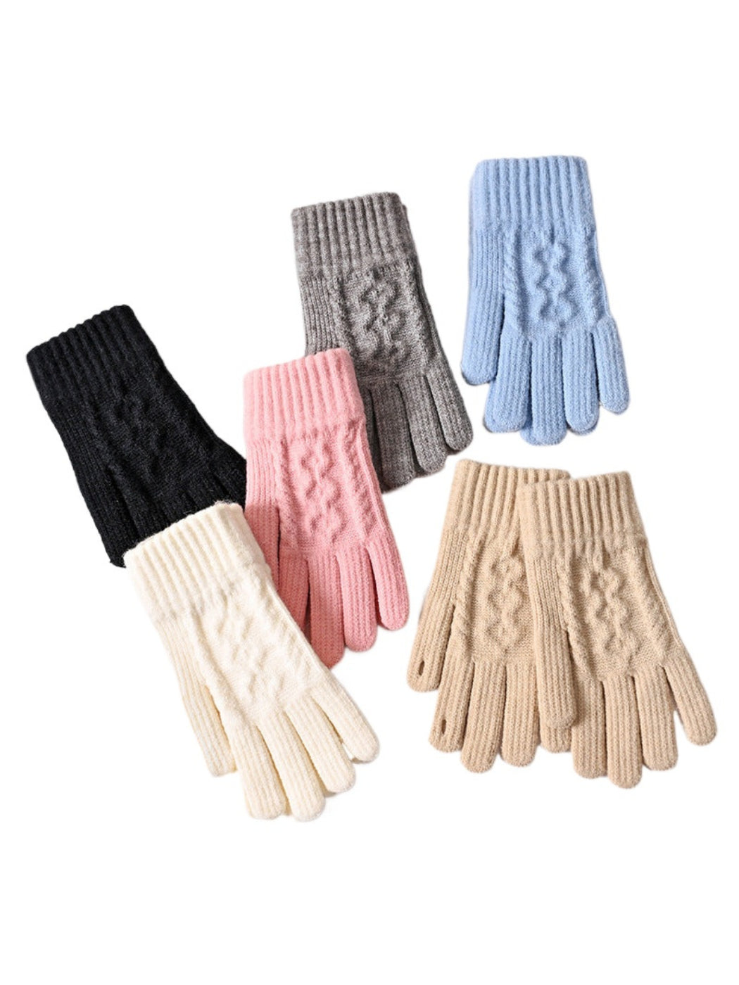 Gloving - Cable-Knit Ribbed Full Finger Gloves