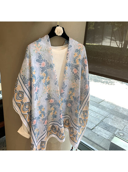 Scarvii - Botanical Print Plain Weave Shawl Scarf