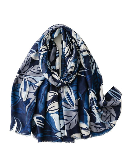 Scarvii - Modern Leaf Motif Printed Scarf