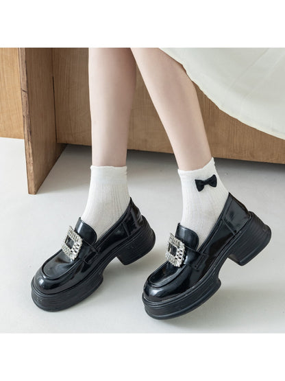 Rufia - Simple Bow Detail Ribbed Crew Socks
