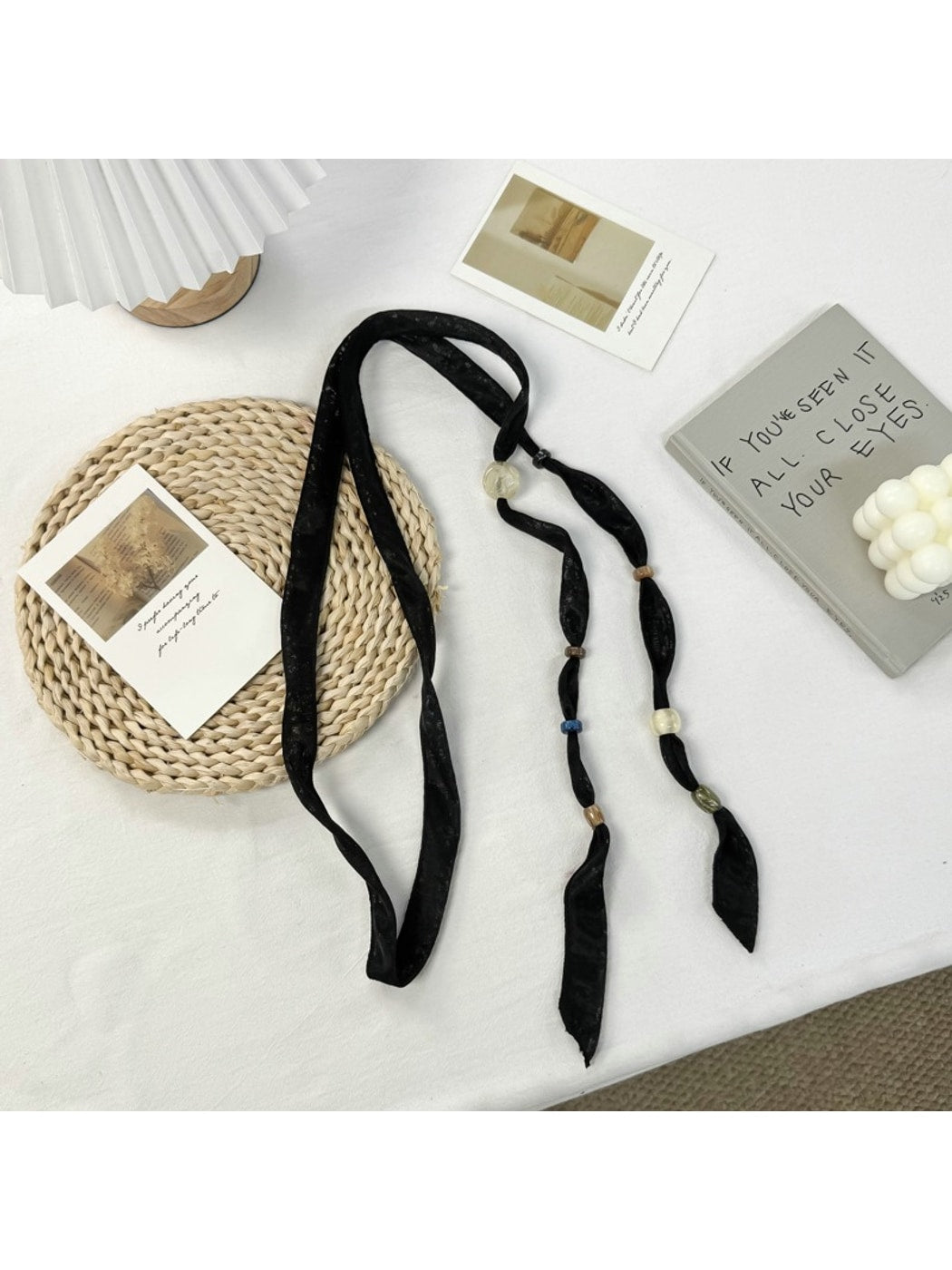 Scarvii - Minimal Elongated Tie Detail Fashion Necklace