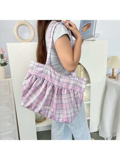 Cosbai Retro Plaid Shoulder Bag with visible plaid pattern and strap