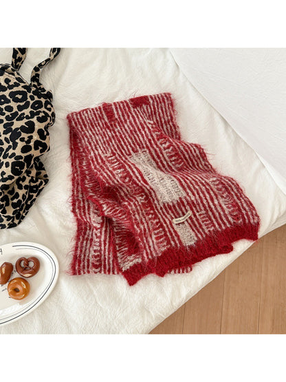 Scarvii – Fuzzy Stripe Knit Scarf