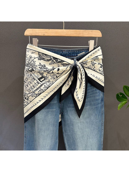 Scarvii - Minimalist Scenic Print Triangle Scarf