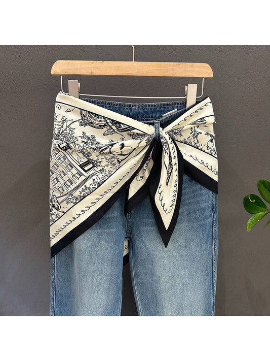 Scarvii - Minimalist Scenic Print Triangle Scarf