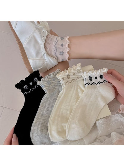 Rufia - Scalloped Edge Mesh Women's Ankle Socks