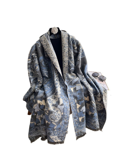 Scarvii - Vintage Cozy Classic Paisley Print Scarf