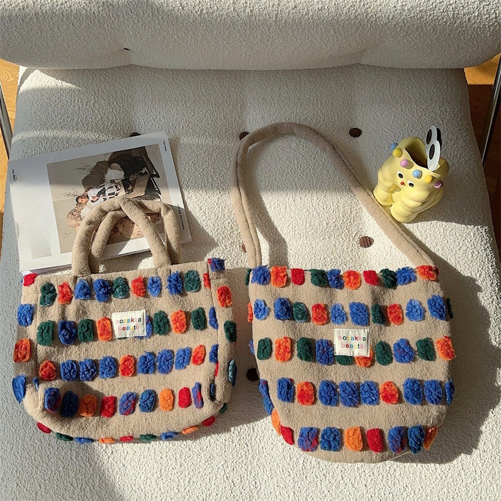 Cosbai - Colorful Plush Tote and Bucket Bag – Playful & Practical