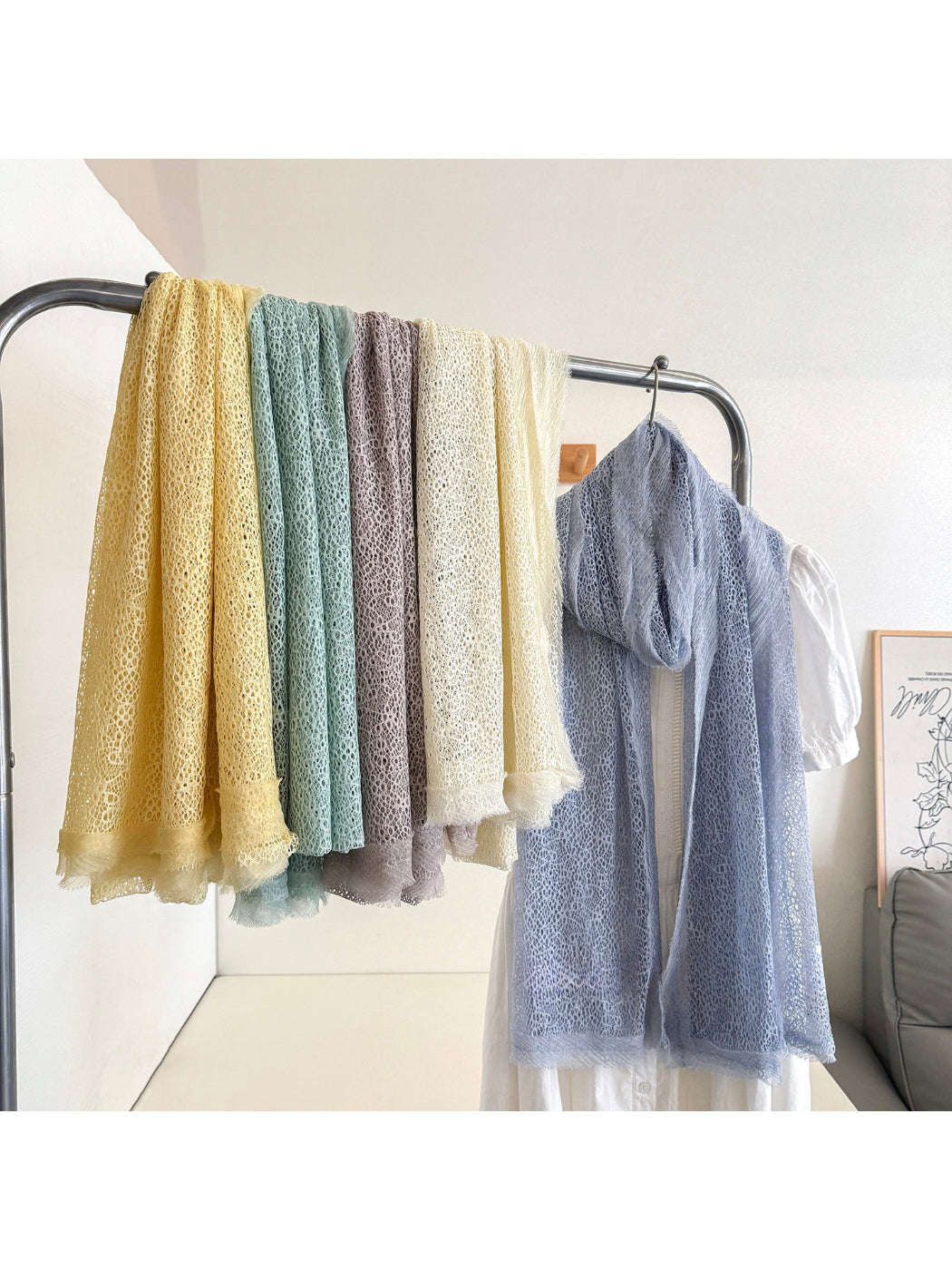 Scarvii - Mesh Fringe Long Scarf