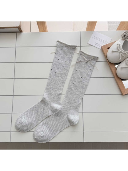 Rufia - Bow Polka Dot Mesh Women's Mid Calf Socks