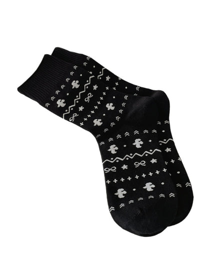 Rufia - Retro Mid-calf Socks with Hearts and Animal Prints