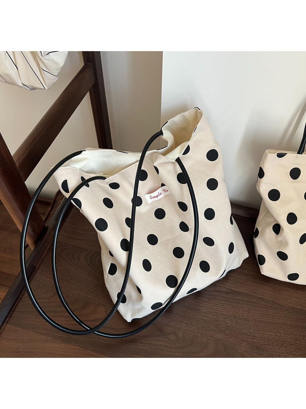 Cosbai - Minimal Dot Print Tote Bag