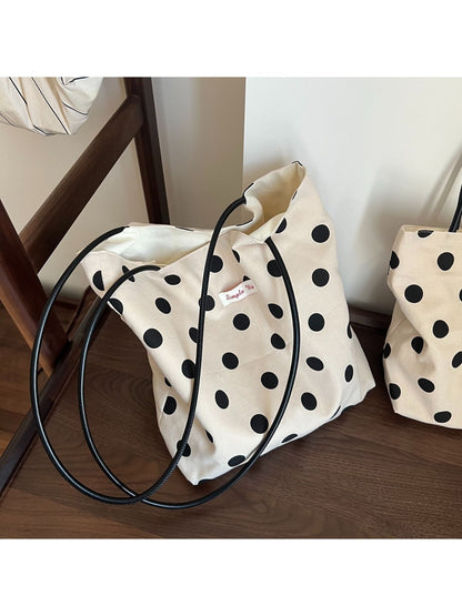 Cosbai - Minimal Dot Print Tote Bag