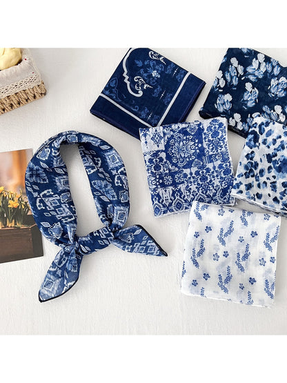 Scarvii - Floral Print Casual Neck Accent Square Scarf