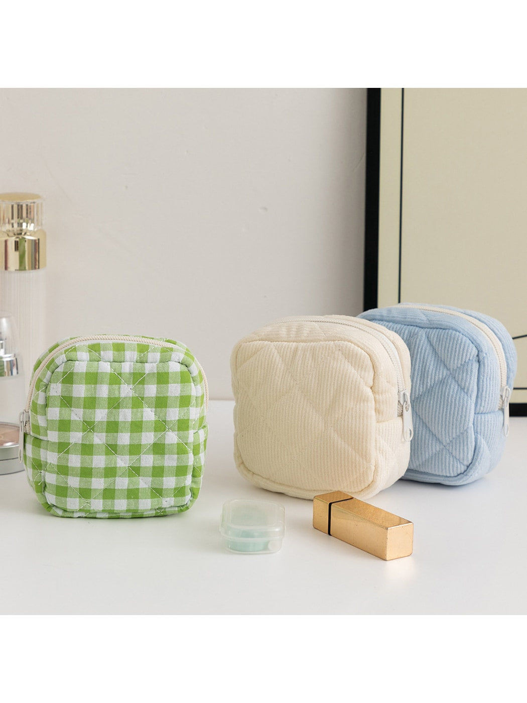 Cosbai - Portable Quilted Zipper Storage Bag