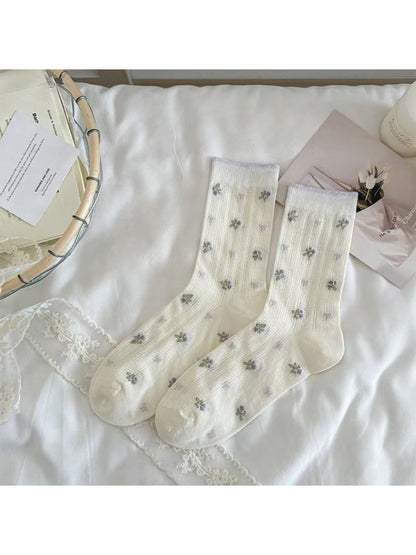 Rufia - Floral Detail Knit Crew Socks product image 5