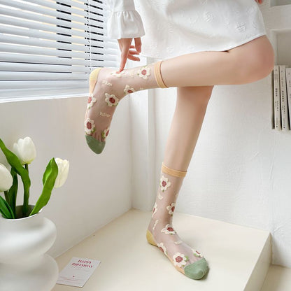 Rufia - Garden Party Pattern Sheer Socks