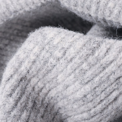 Silver fuzzy ribbed wide cuff knit beanie detail
