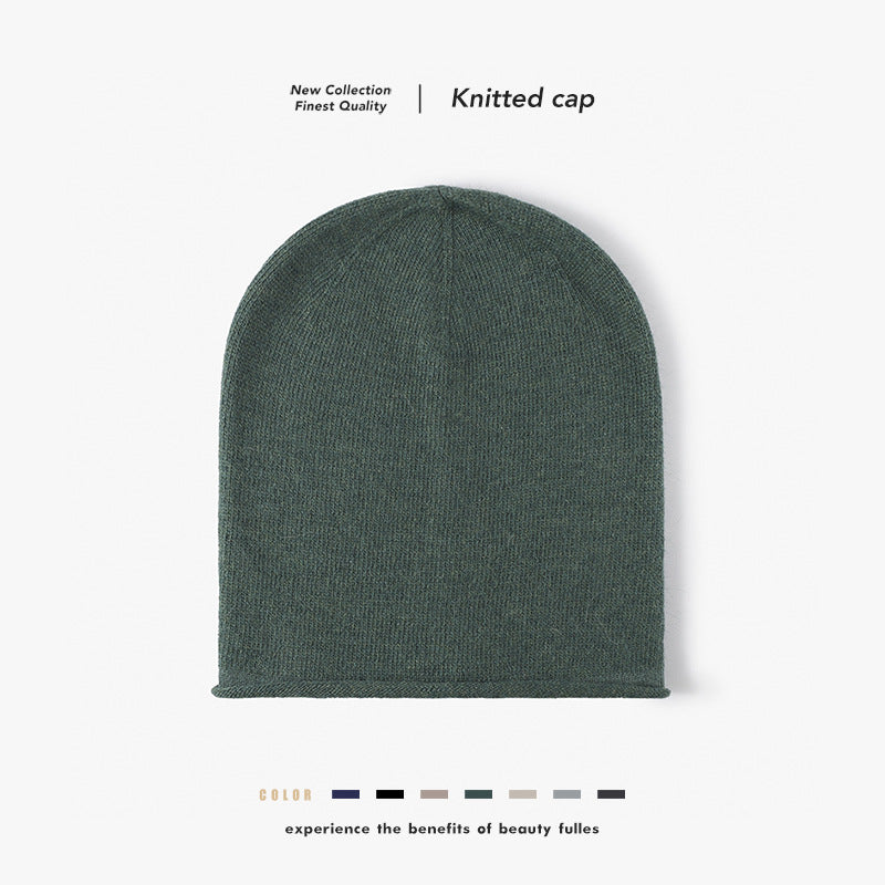 Green soft knit ear-coverage beanie overview