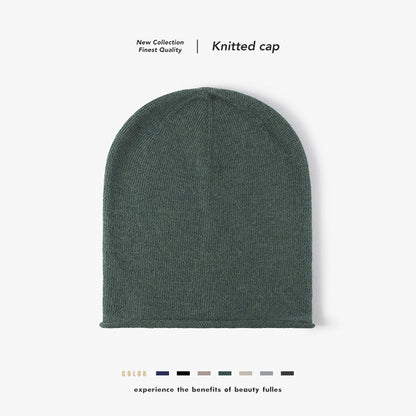 Green soft knit ear-coverage beanie overview