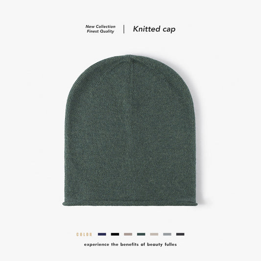 Green soft knit ear-coverage beanie overview
