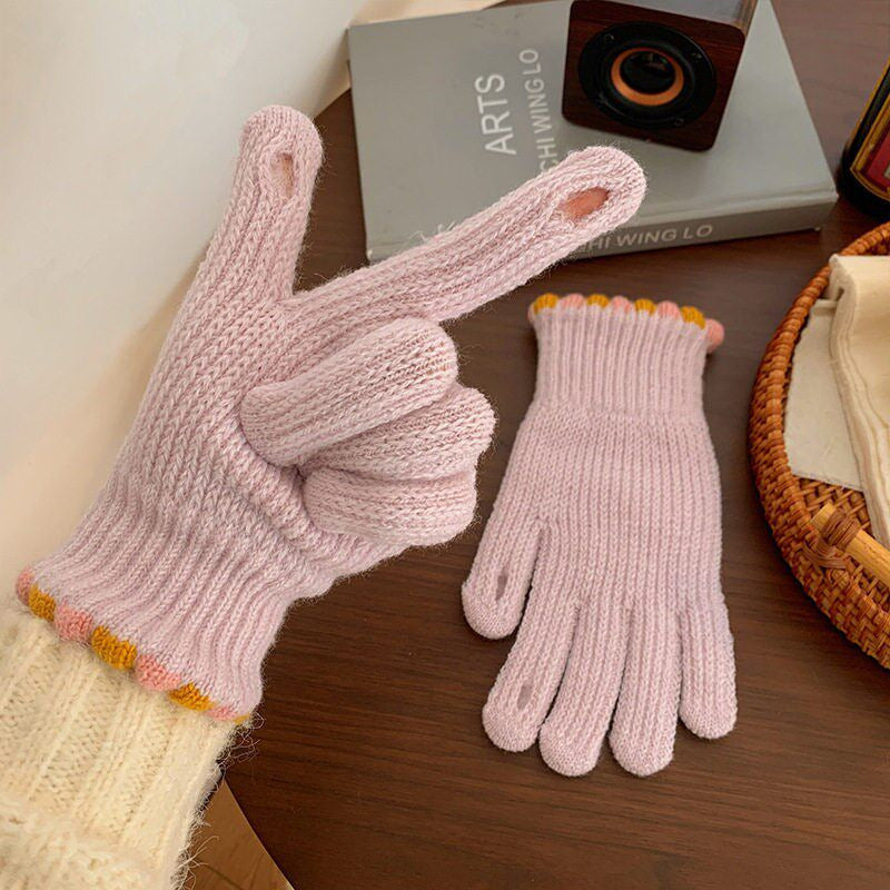 Gloving - Ribbed Knit Loop-Accent Gloves
