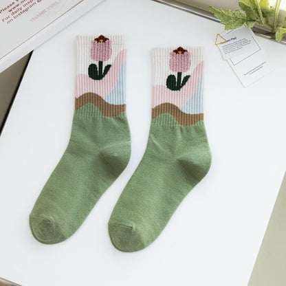 Rufia - 3D Floral Women’s Mid-Calf Socks