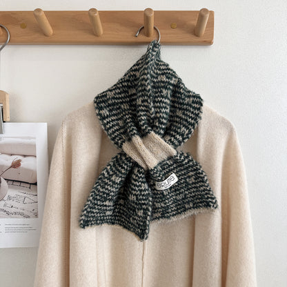 Product image for Scarvii - Fuzzy Knit Striped Scarf (Dark Green)