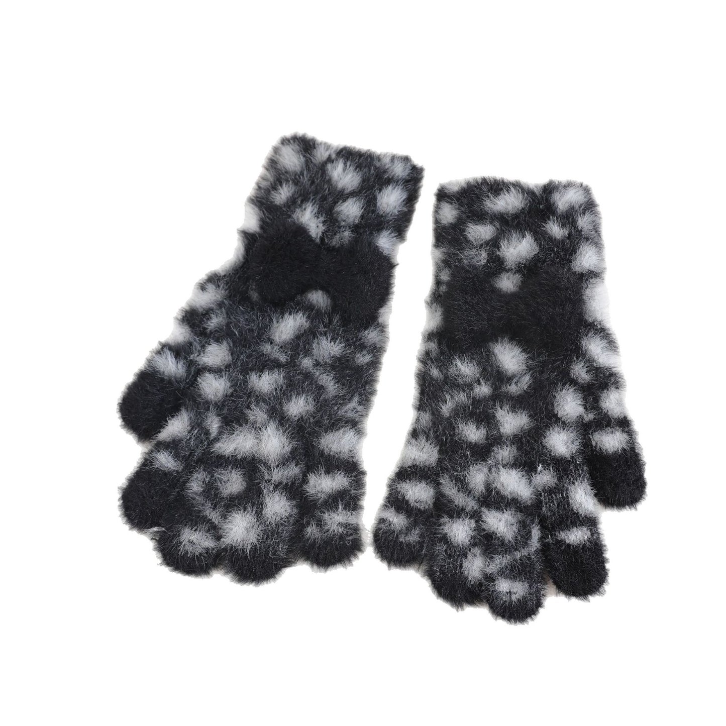 Gloving - Fuzzy Leopard Print Gloves